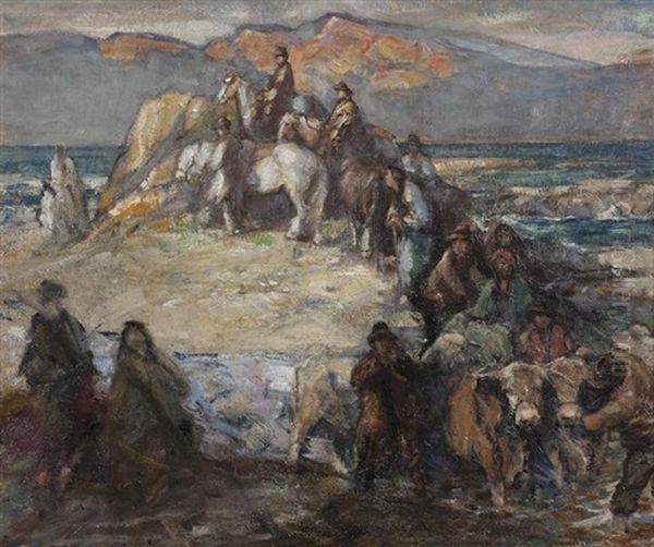 Islanders, Possibly Emigrants Oil Painting by George Smith