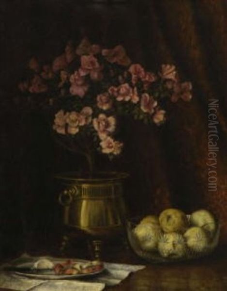 Stillleben Mit Azalee Und Birnen Oil Painting by Helena Christina van de Pavord Smits