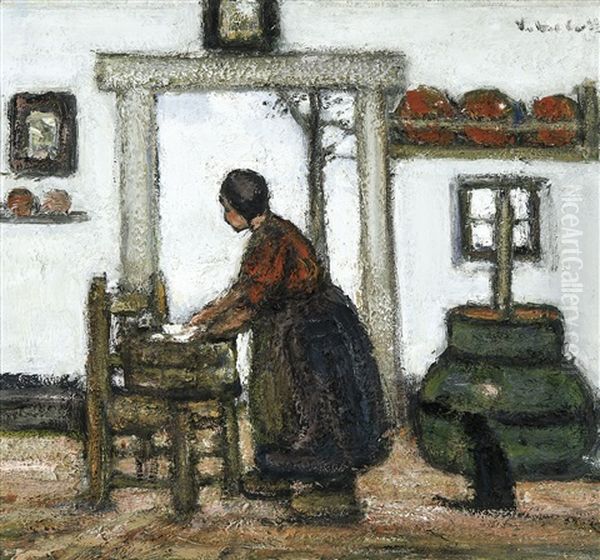 The Washer Woman - La Lessiveuse (1927) Oil Painting by Jacobs (Jakob) Smits