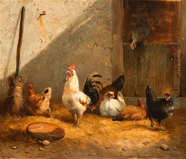 Pottering About In The Stable Oil Painting by Jan Geerard Smits