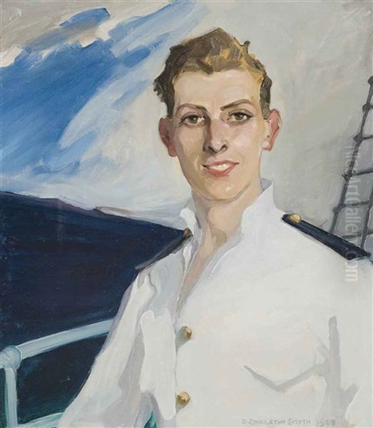 Portrait Of Captain Robert H.h. Harris, On Board The Empire Mace Oil Painting by Dorothy Carleton Smyth