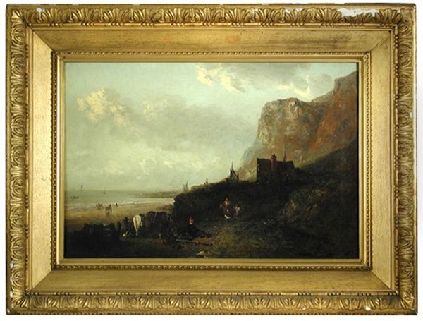 A Beach Scene Oil Painting by Edward Robert Smythe