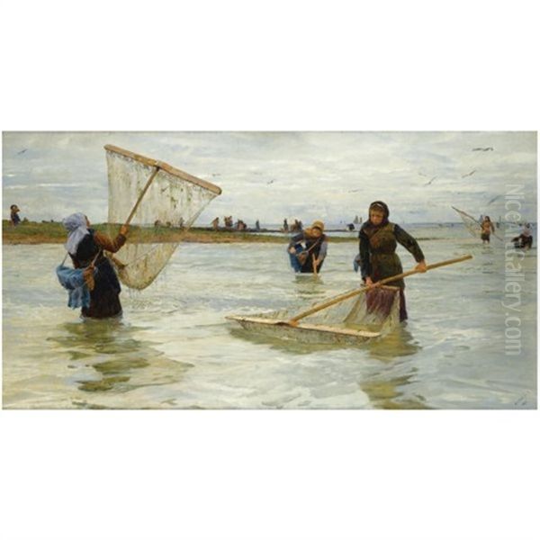 Shrimpers Oil Painting by Lionel Percy Smythe