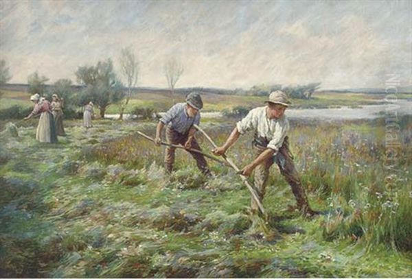 Threshing Oil Painting by Lionel Percy Smythe