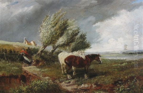 A Windy Day Oil Painting by Thomas Smythe