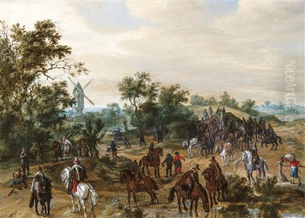 Halte D'un Convoi Oil Painting by Pieter Snayers