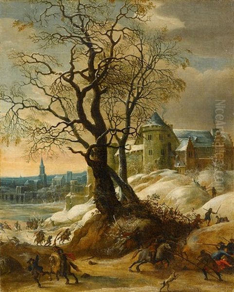 The Sacking Of A Village In Winter Oil Painting by Pieter Snayers