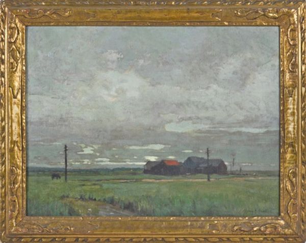 Landscape With A Farmhouse Oil Painting by Henry Bayley Snell