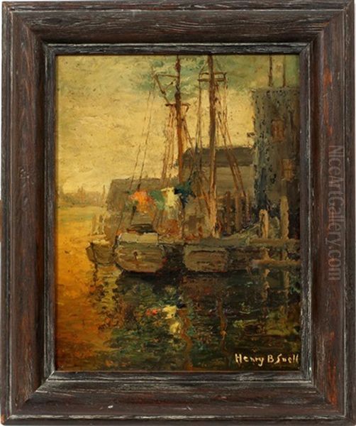 Harbor And Boats Oil Painting by Henry Bayley Snell