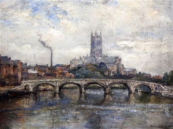 Worcester Cathedral And Bridge Oil Painting by James Herbert Snell