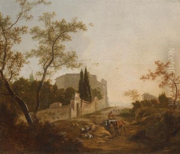 A Landscape With A Rider Near A Villa Oil Painting by Jan Snellinck III