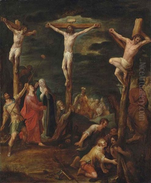 The Crucifixion With The Two Thieves Oil Painting by Jan Snellinck the Elder