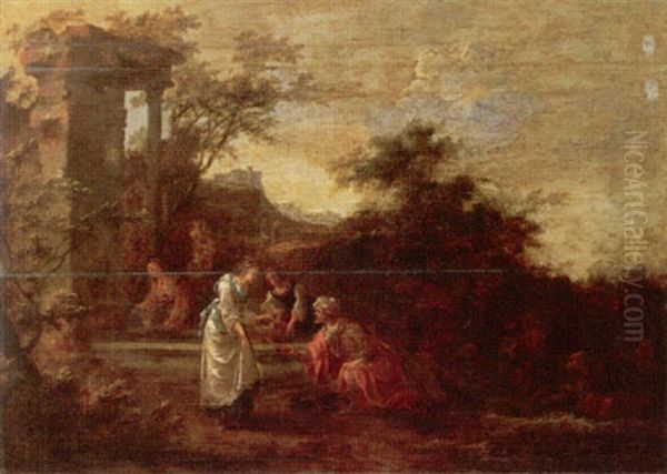 Rebecca And Eliezer At The Well Oil Painting by Jan Snellinck the Elder