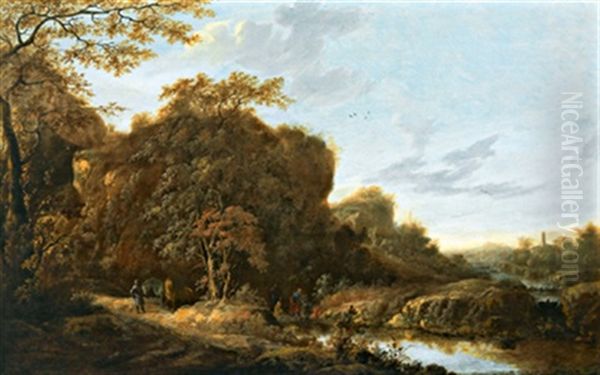 Weite Landschaft Mit Einem Fluss Und Der Taufe Des Eunuchen Oil Painting by Cornelis Snellinck