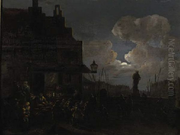 A Fruit Market In Rotterdam, At Night Oil Painting by Cornelis Snellinck