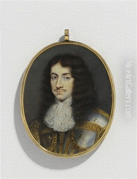 King Charles Ii, In Steel Cuirass And Pauldrons With Gilt Detailing Oil Painting by Mathew Snelling