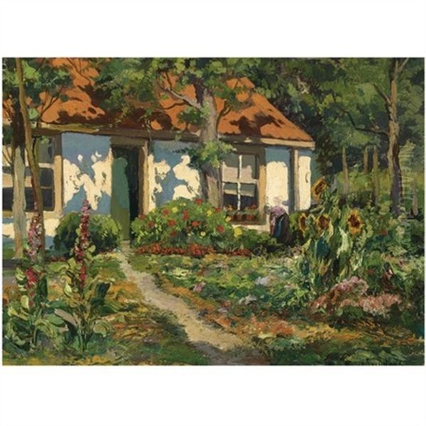 A Flowering Garden Oil Painting by Chris Snijders