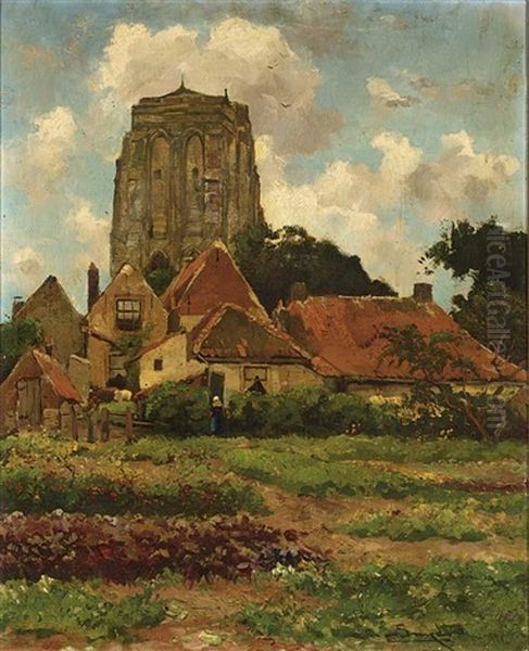 View Of A Village With Vegetable Garden, Zeeland Oil Painting by Chris Snijders