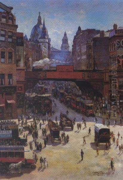 View Of Fleet Street Oil Painting by Chris Snijders