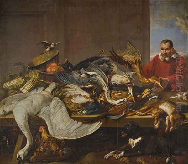 Still Life With Dead Game, Including A Swan, Herons, An Eagle And A Hare Oil Painting by Frans Snijders