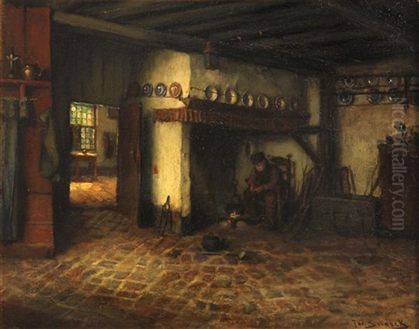 A Dutch Interior Oil Painting by Jacques (Jacob Cornelis) Snoeck