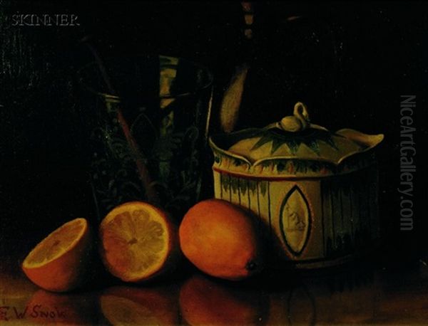 Still Life With Lemons And Crockery Oil Painting by Edward Taylor Snow