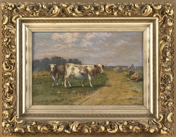 Cows On A Country Road Oil Painting by William Henry Snyder