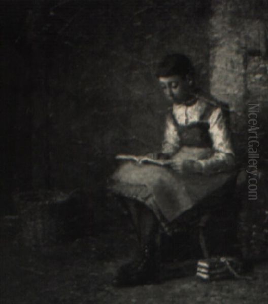 A Girl Reading Oil Painting by William Henry Snyder