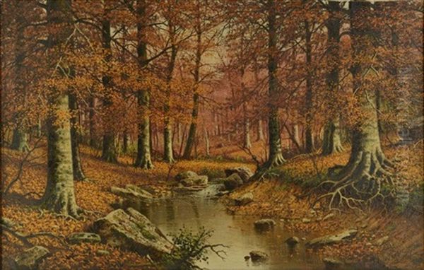 Autumn Landscape With Stream Oil Painting by William Mckendree Snyder