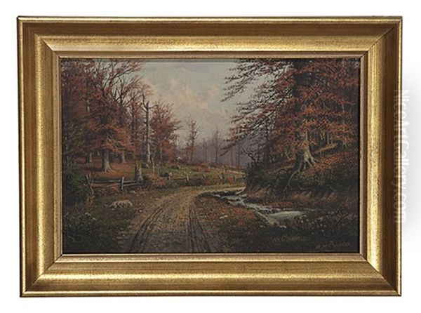 Autumnal Landscape Oil Painting by William Mckendree Snyder