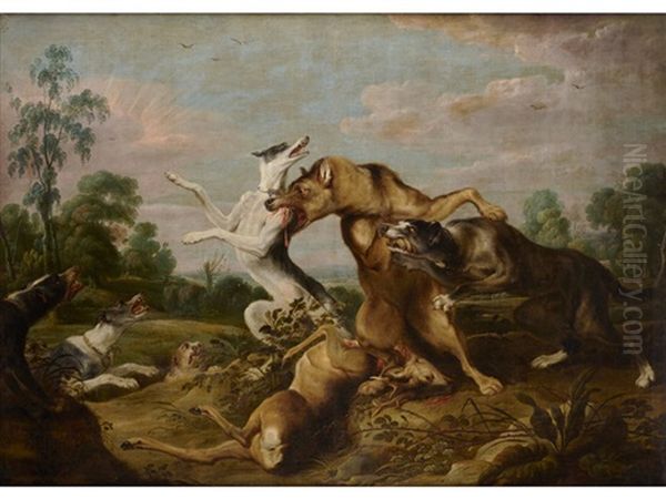 Kampf Der Wolfe Und Hunde Oil Painting by Frans Snyders