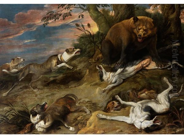 Hundejagd Auf Einen Baren Oil Painting by Frans Snyders