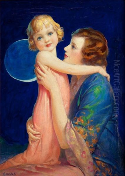 Mother And Child Oil Painting by William F. Soare