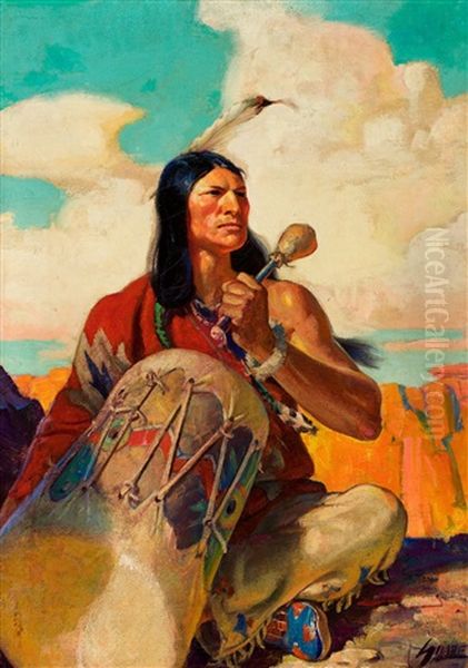 Beating The Tom Tom Oil Painting by William F. Soare