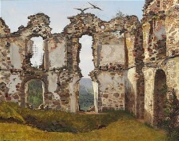 The Ruins Of Brahehus At Jonkoping In Sweden Oil Painting by Frederik Hansen Sodring