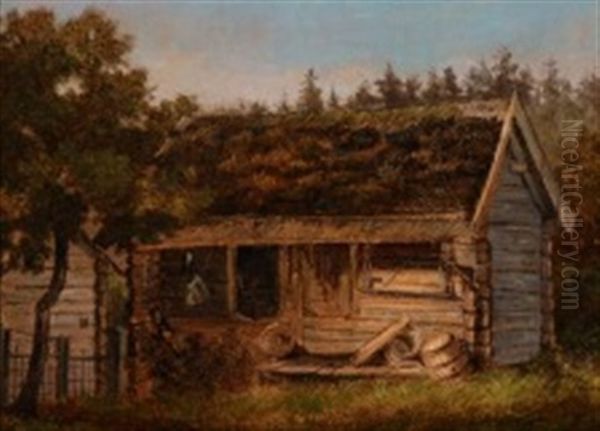 An Old Hunting Lodge Oil Painting by Frederik Hansen Sodring