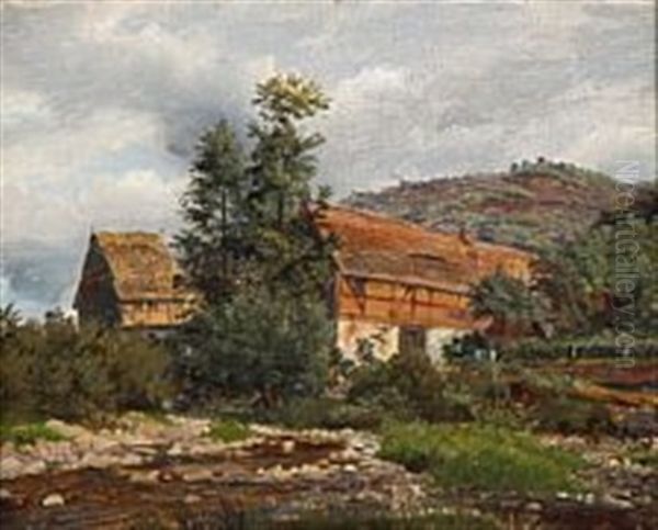 Mountain Landscape Oil Painting by Frederik Hansen Sodring