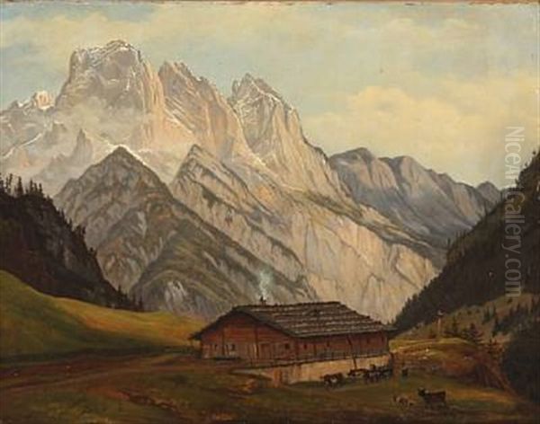 Mountain Landscape From Oetz In Austria Oil Painting by Frederik Hansen Sodring