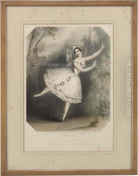 Carlotta Grisi In The Ballets Giselle And Peri Oil Painting by John Brandard