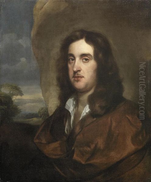 Portrait Of A Gentleman, Bust-length, In A Brown Cloak, Before An Open Landscape Unframed Oil Painting by Gerard van Soest