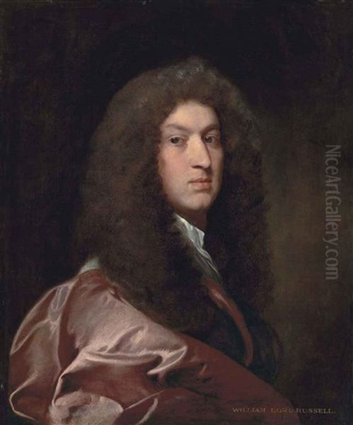 Portrait Of William, Lord Russell (1639-1683), Half-length, In A Red Coat And Wig Oil Painting by Gerard van Soest