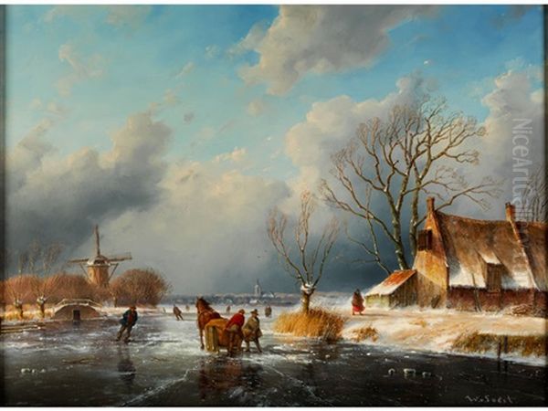 Eisvergnugen Oil Painting by Louis Willem Van Soest