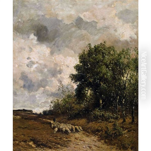 Schafherde Am Waldrand Oil Painting by Louis Willem Van Soest