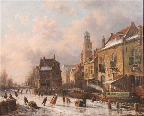 Winter Scene Oil Painting by Theodor Soeterik