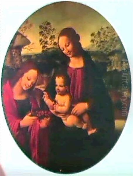 Madonna And Child With A Female Saint Presenting Them       With Fruit by Niccolo Soggi