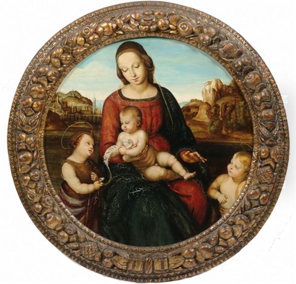 Grand Tour Period Rondel Of The Madonna With Child Oil Painting by Giovanni Antonio Sogliani