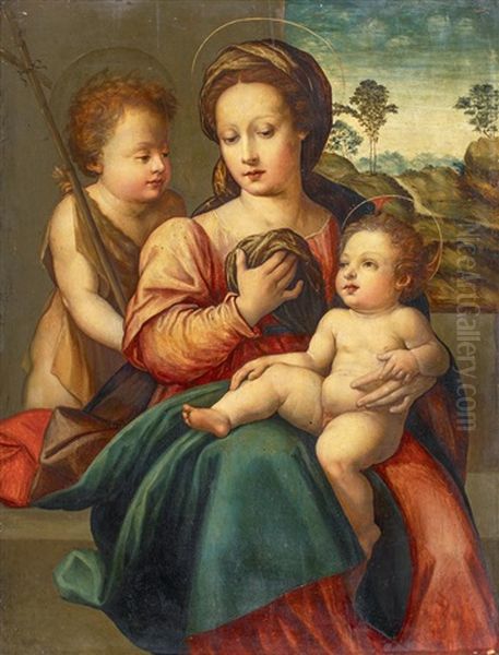 Madonna Mit Christuskind Und Johannesknaben Oil Painting by Giovanni Antonio Sogliani