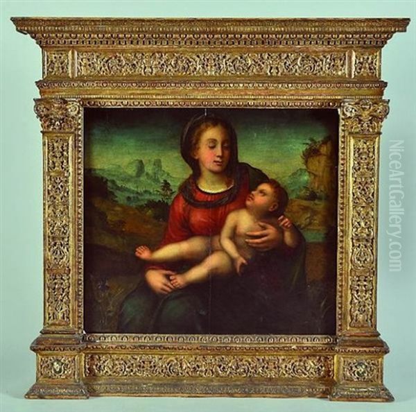 Vierge A L'enfant Sur Fond De Paysage Oil Painting by Giovanni Antonio Sogliani