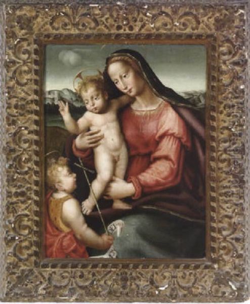 Madonna Con Bambino E San Giovannino Oil Painting by Giovanni Antonio Sogliani