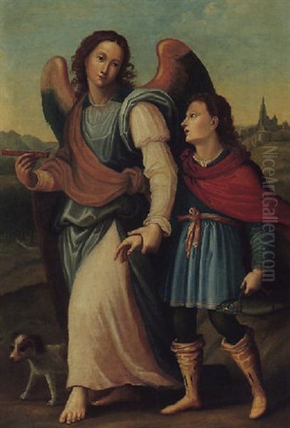 Tobias And The Angel Oil Painting by Giovanni Antonio Sogliani